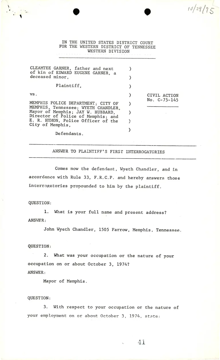 Answer to Plaintiff's First Interrogatories preview