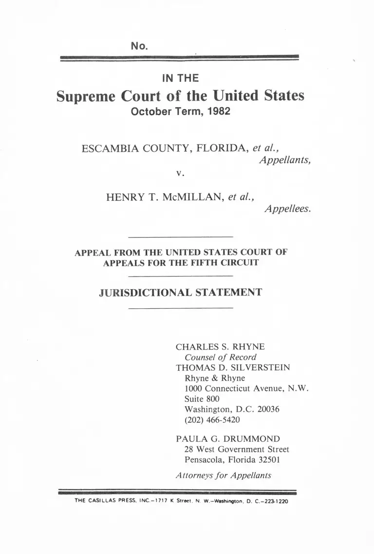 Escambia County, FL v. McMillan Jurisdictional Statement preview