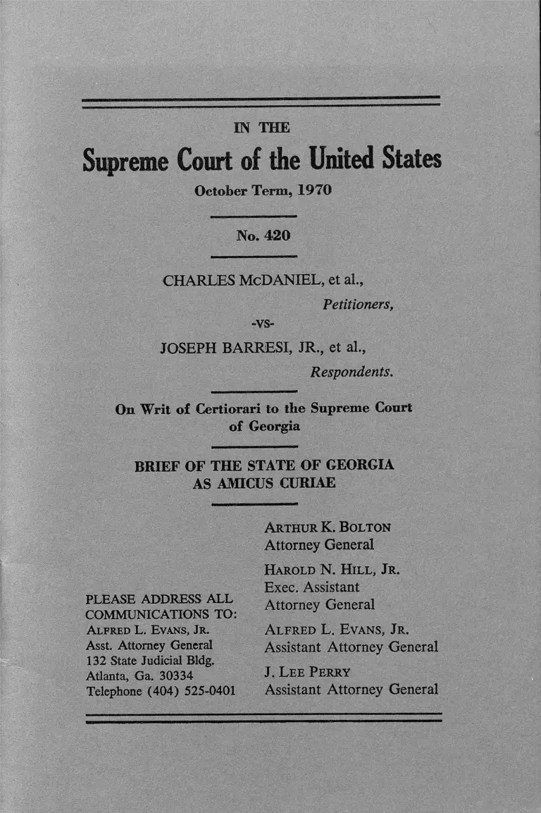 McDaniel v Barresi, Jr. Brief Amicus Curiae preview