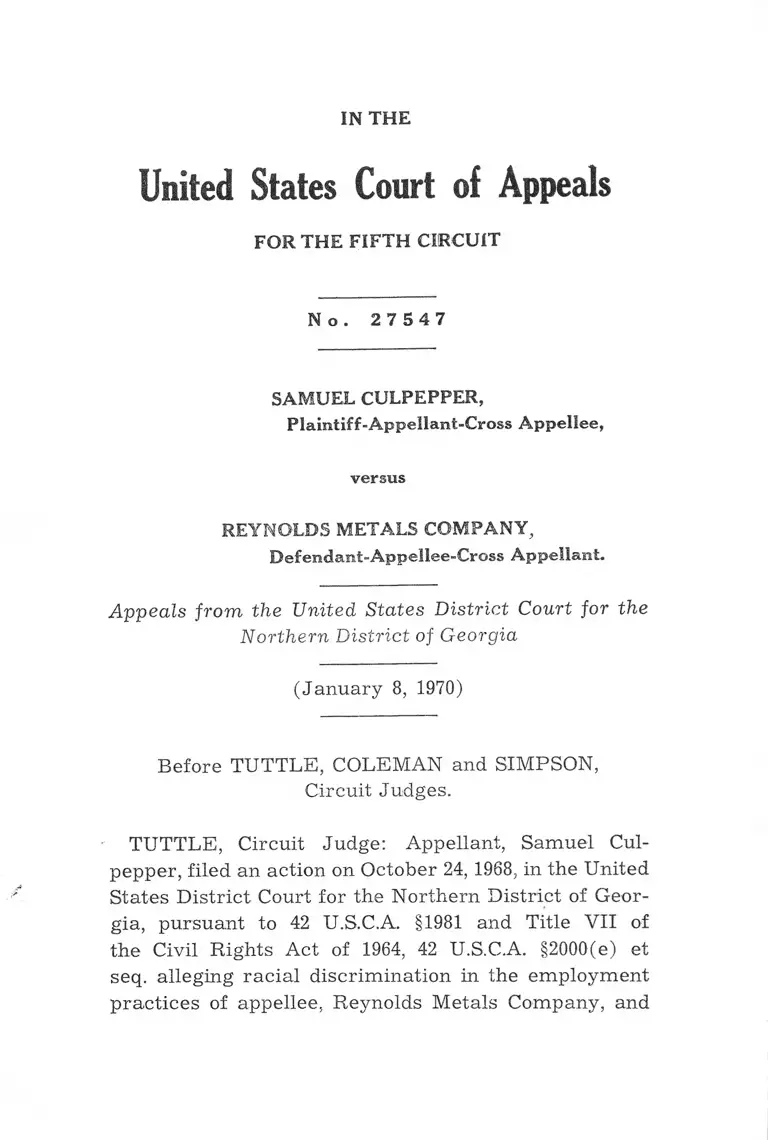 Culpepper v. Reynolds Metals Company Judgment preview