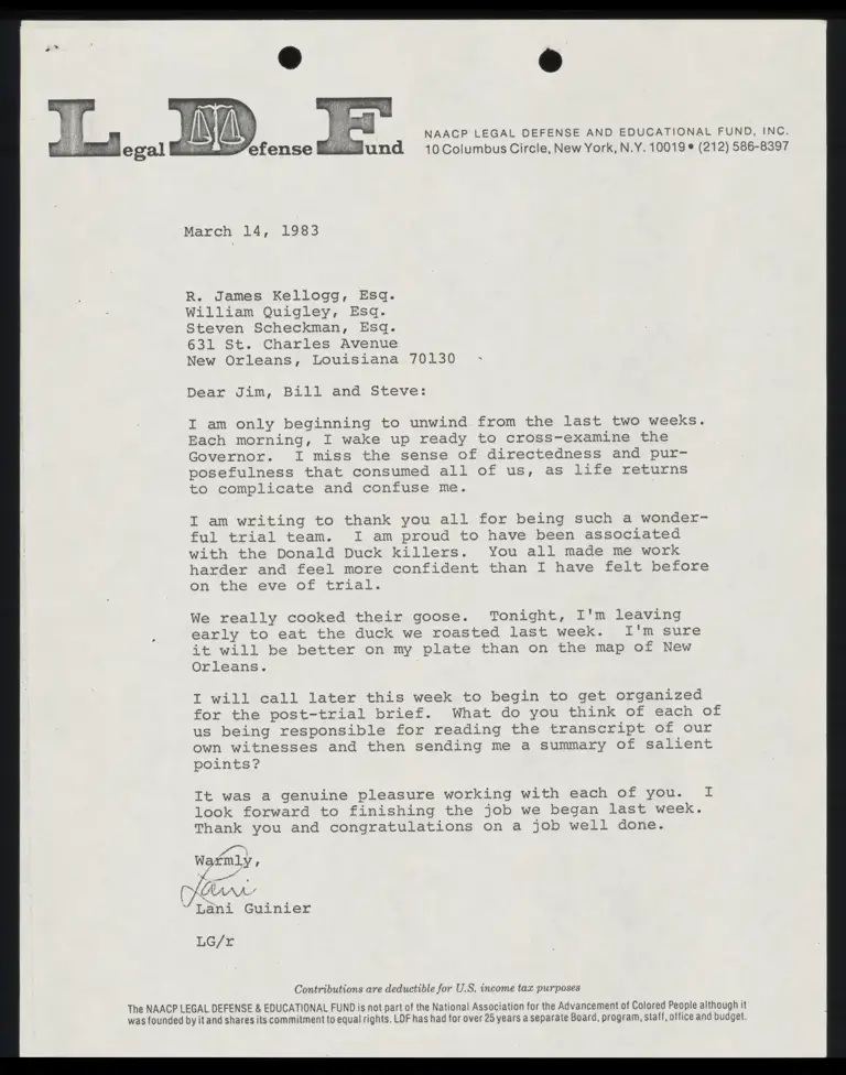 Correspondence from Guinier to Kellogg, Quigley, and Scheckman preview