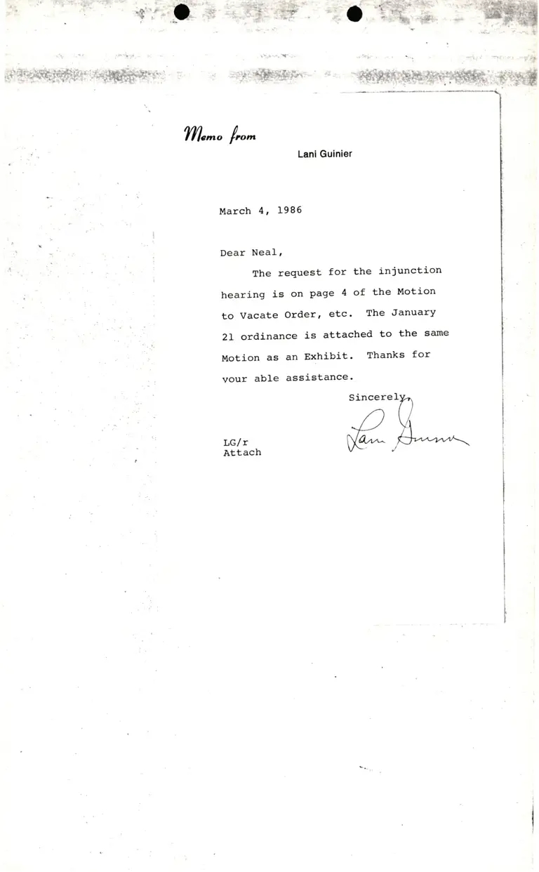 Memorandum from Lani Guinier to Neal preview