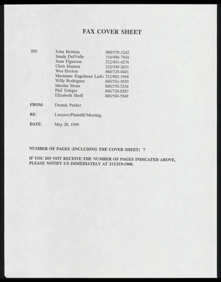 Memo RE: Lawyers/ Plaintiffs' Meeting with Attached Amendment to Substitute House Bill and Cover Sheet preview