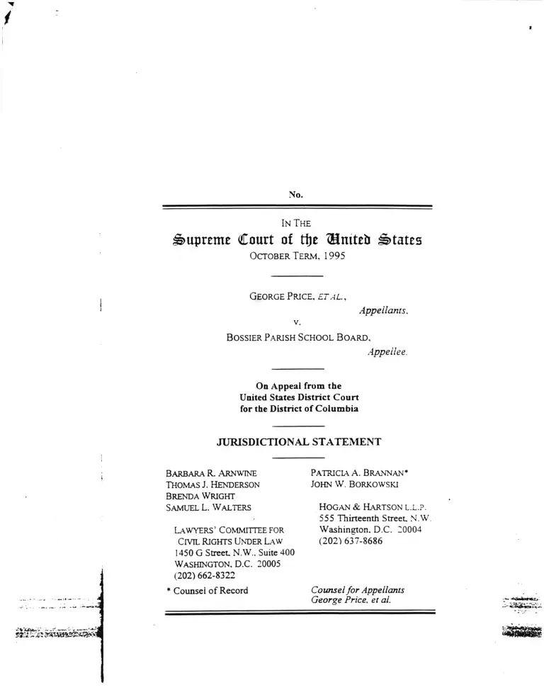 Price v. Bossier Parish School Board Jurisdictional Statement preview
