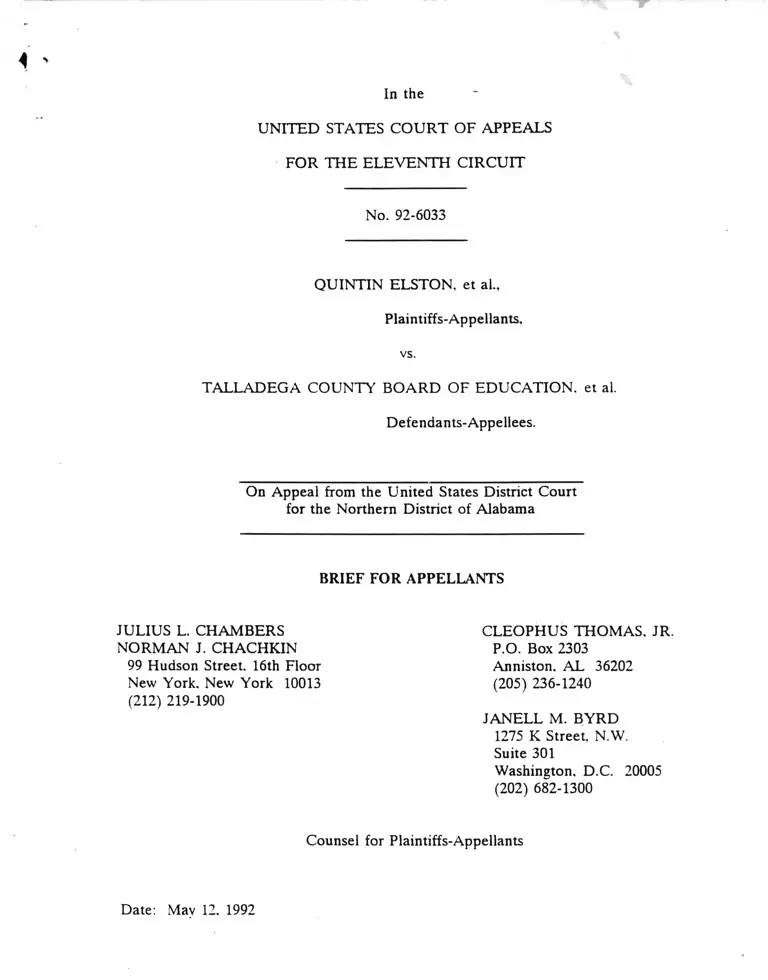 Elston v. Talladega County Board of Education Brief for Appellants preview