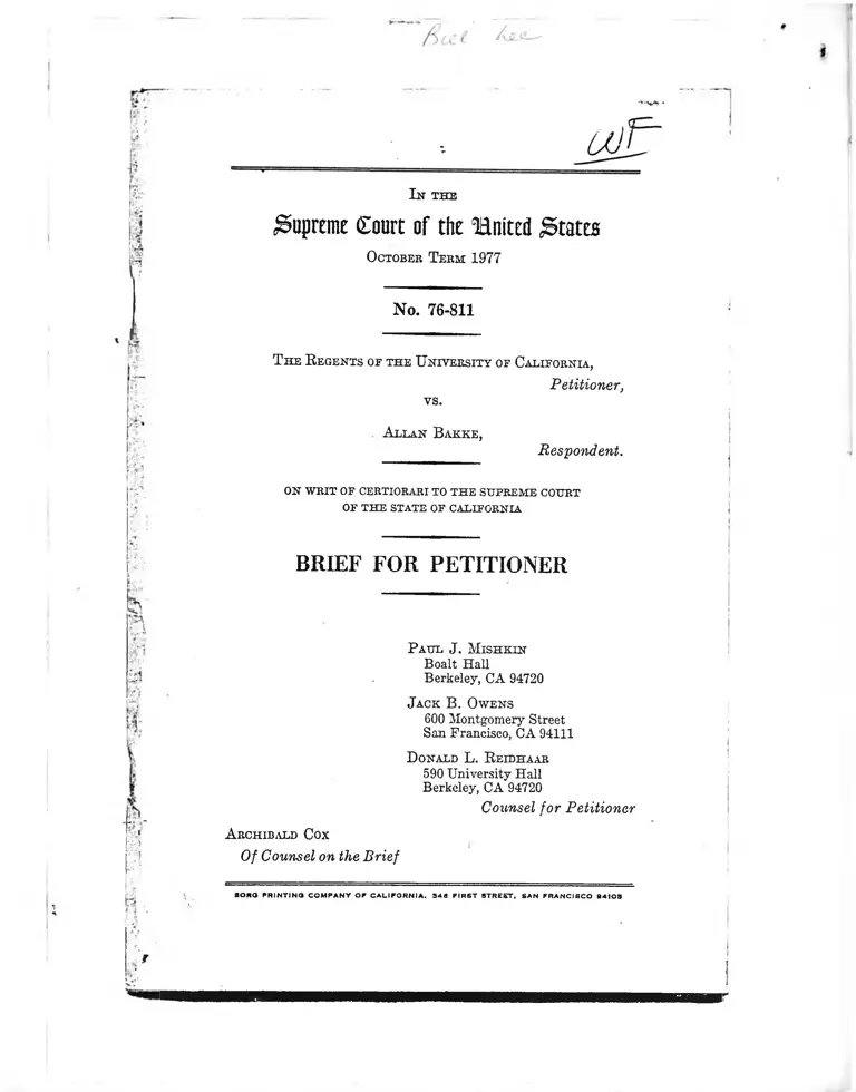 Bakke v. Regents Brief for Petitioner preview