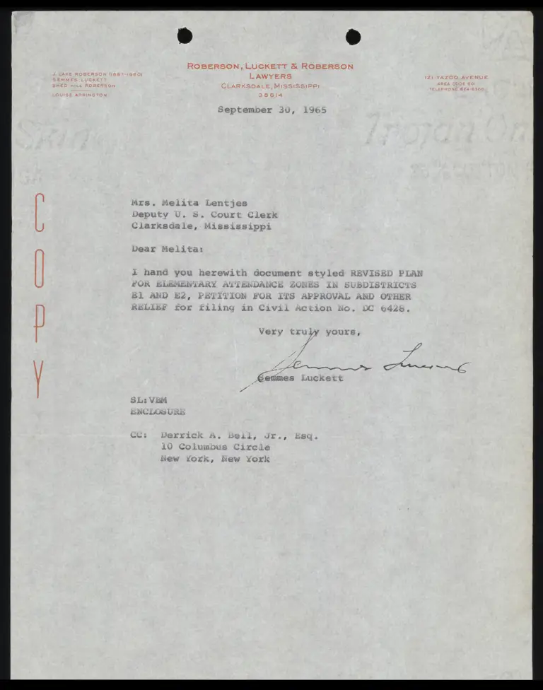 Correspondence from Luckett to Clerk Re: Revised Plan preview