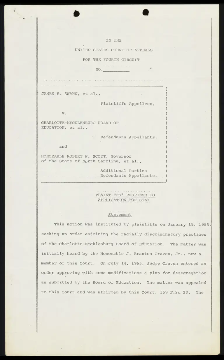 Plaintiffs' Response to Application for Stay preview