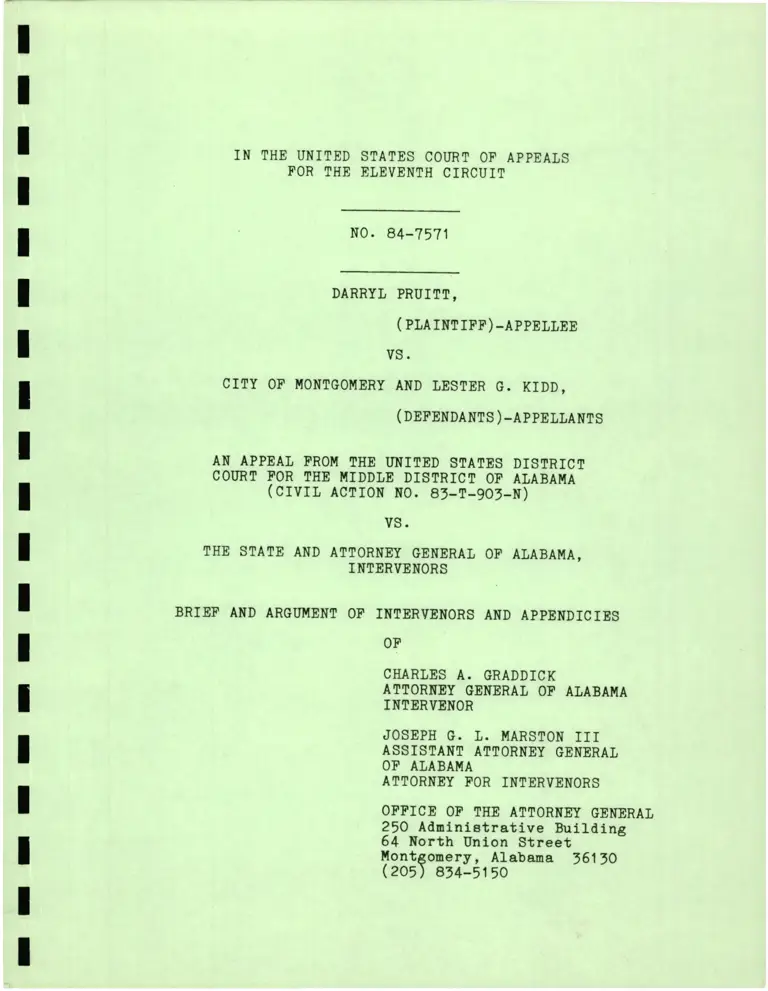 Pruitt v. Montgomery Brief and Argument of Intervenors and Appendices of Graddick preview