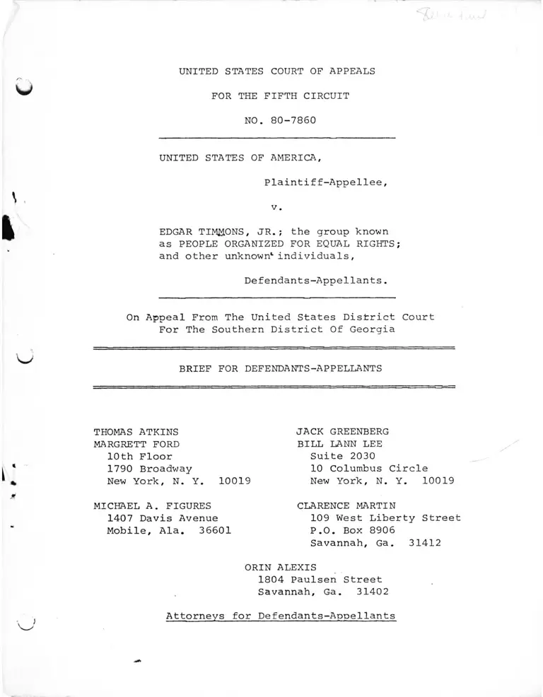 United States v. Timmons Jr. Brief for Defendants-Appellants preview