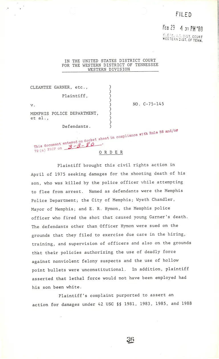 Order to Enter Judgment preview