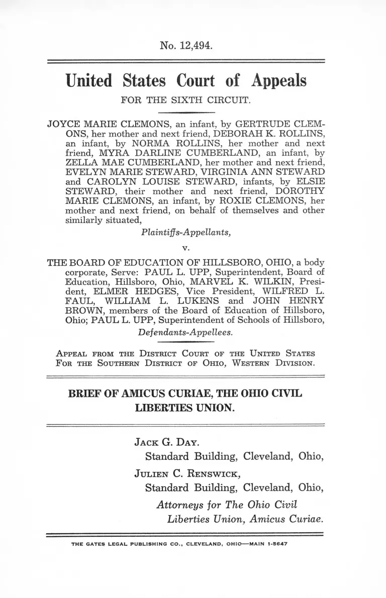 Clemons v. Hillsboro, OH Board of Education Brief of Amicus Curiae, The Ohio Civil Liberties Union preview