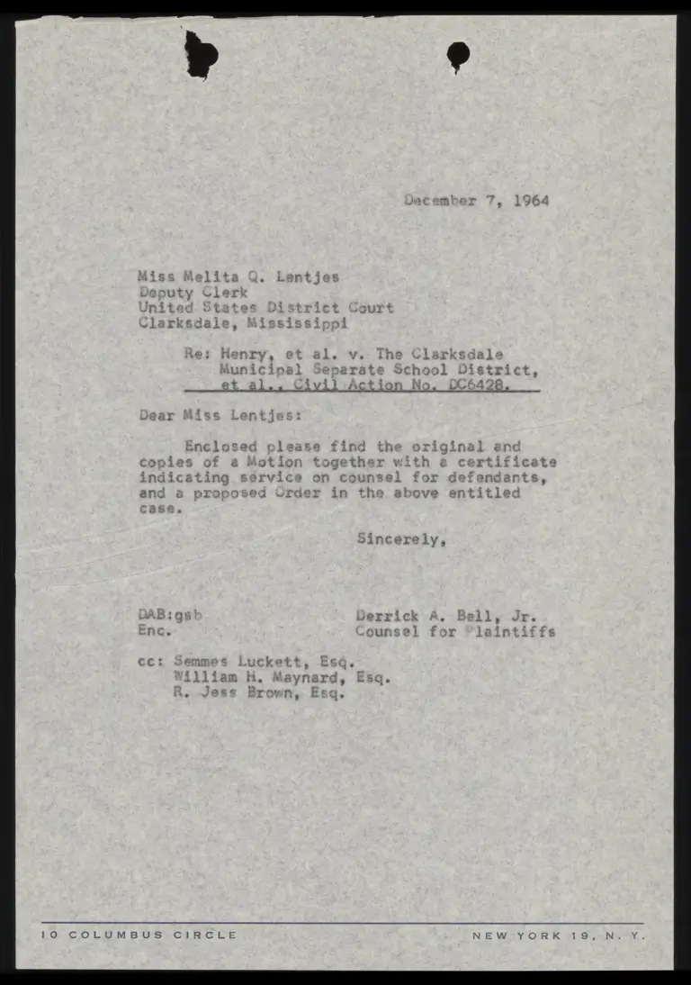 Correspondence from Bell to Clerk Re: Motion preview