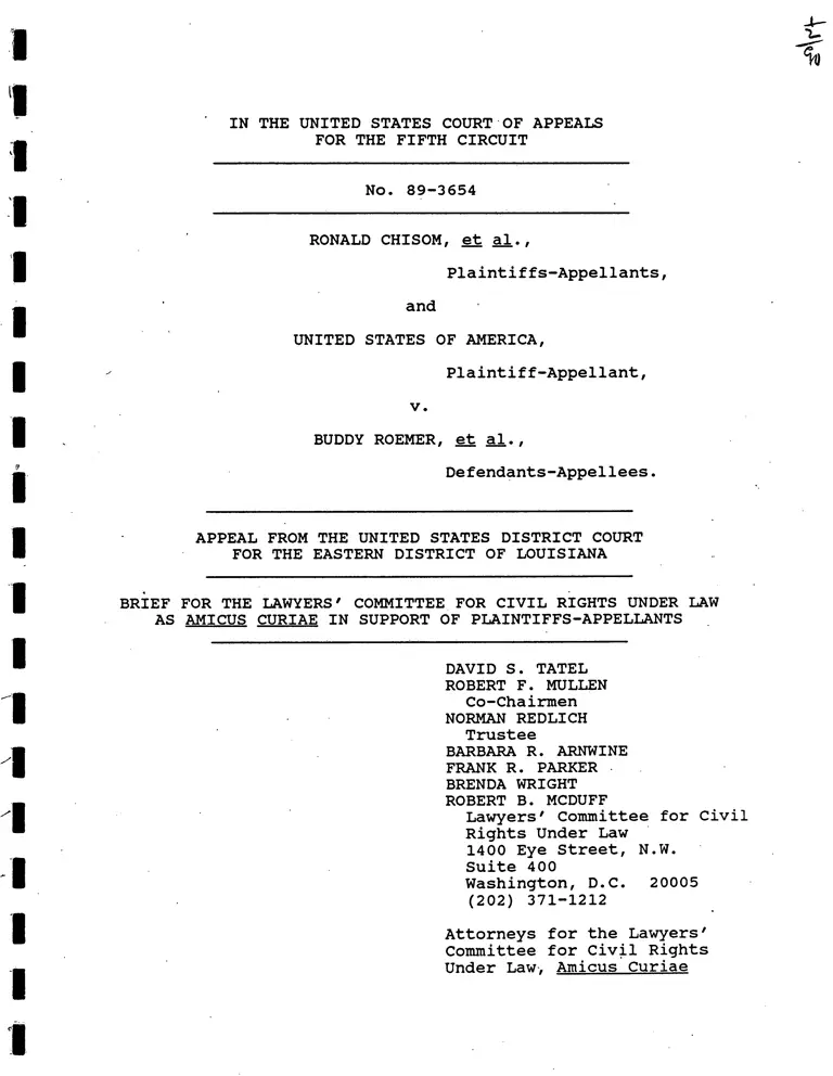 Brief for the Lawyers' Committee for Civil Rights Under Law as Amicus Curiae in Support of Plaintiffs-Appellants; Correspondence from Wright to Ganucheau; from Pugh to McDuff; from Turner and Silver to Wright preview