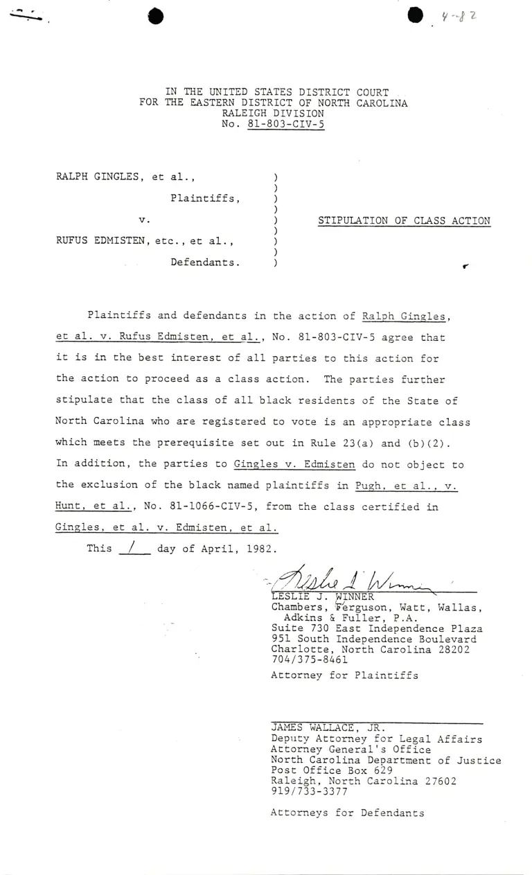 Stipulation of Class Action preview
