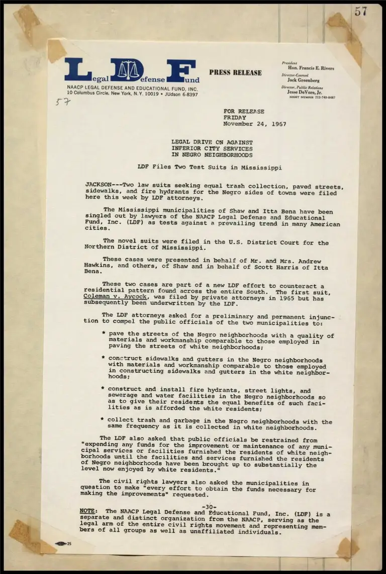 Legal Drive on Against Inferior City Services in Negro Neighborhoods preview