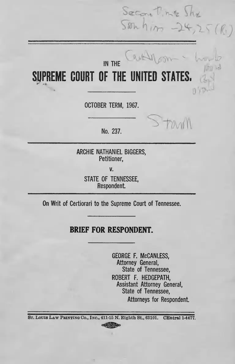 Biggers v. Tennessee Brief for Respondent preview
