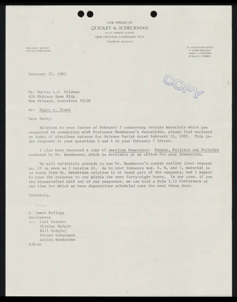 Correspondence from Kellogg to Feldman preview