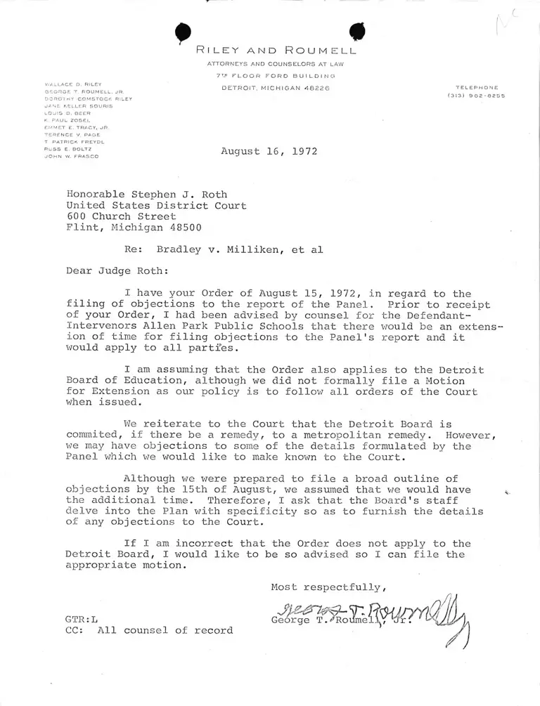 Letter to Judge Roth from Roumell, Jr. RE: Order preview
