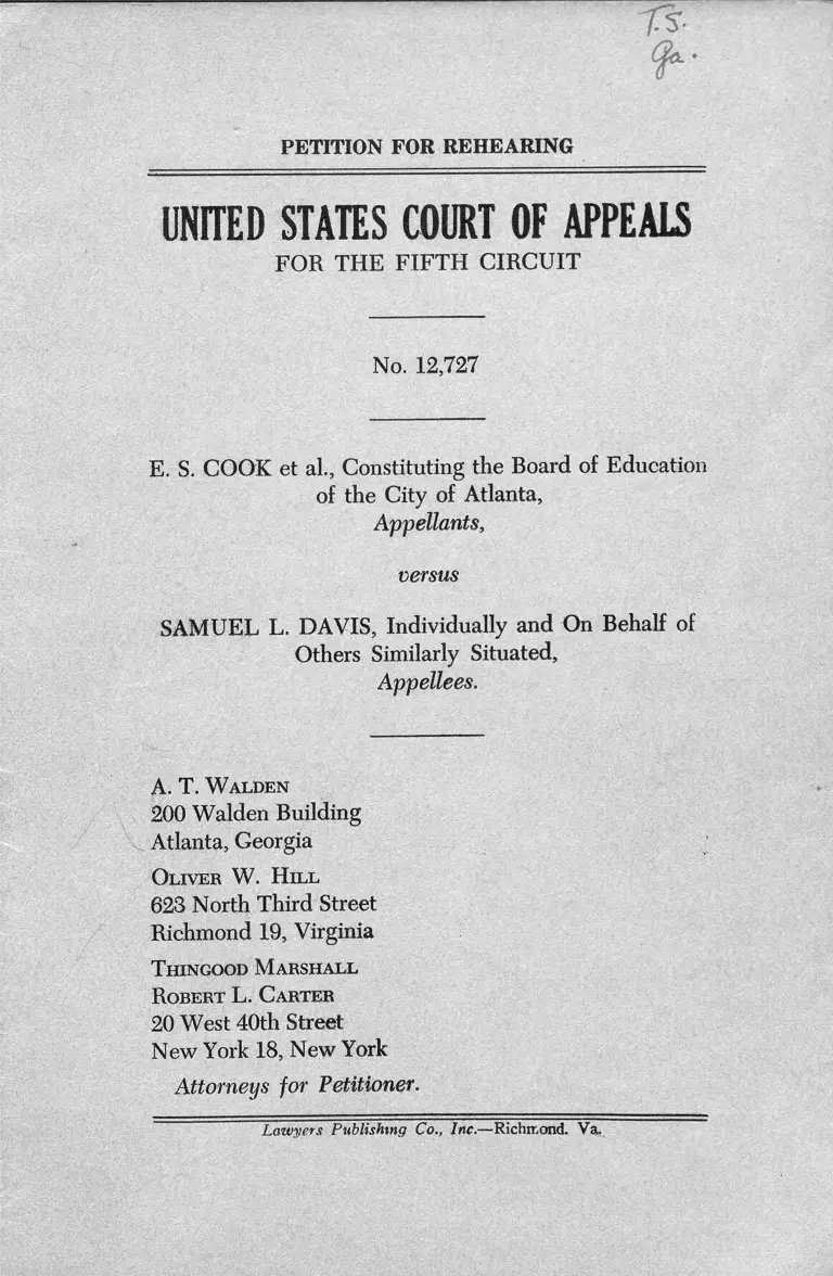 Cook v. Davis Petition for Rehearing preview