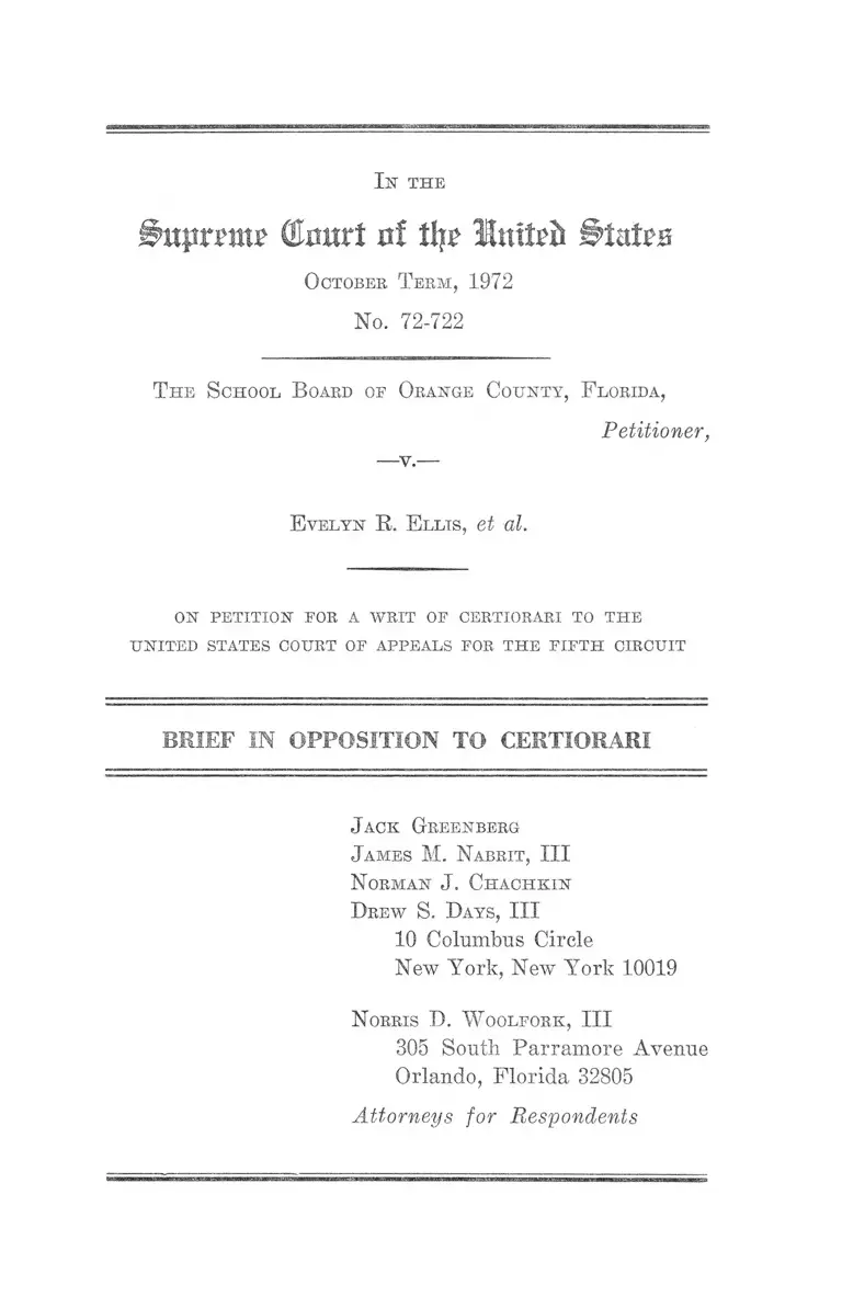 Orange County, FL School Board v. Ellis Brief in Opposition to Certiorari preview
