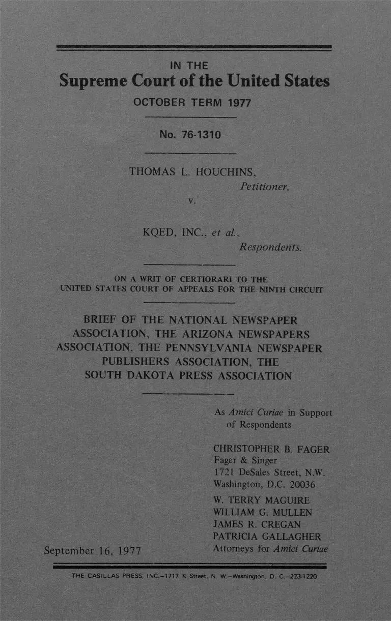 Houchins v. KQED, Inc. Brief of the National Newspaper Association et al. preview