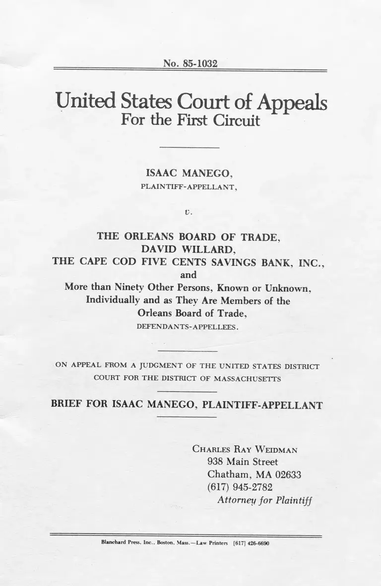 Manego v. Orleans Board of Trade Brief for Plaintiff-Appellant preview