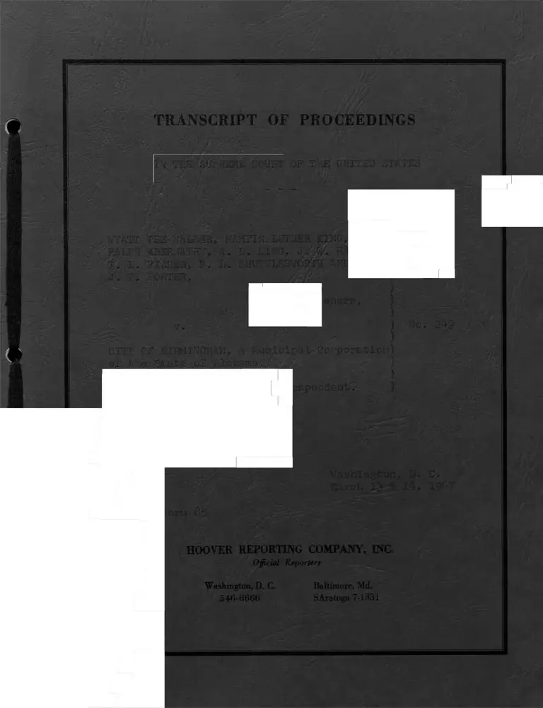 Walker v. City of Birmingham Transcript of Proceedings preview