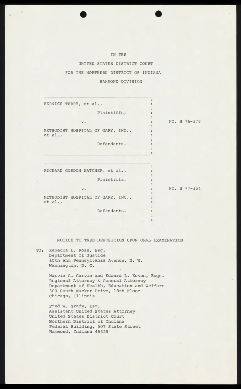 Notices to Take Deposition Upon Oral Examination preview