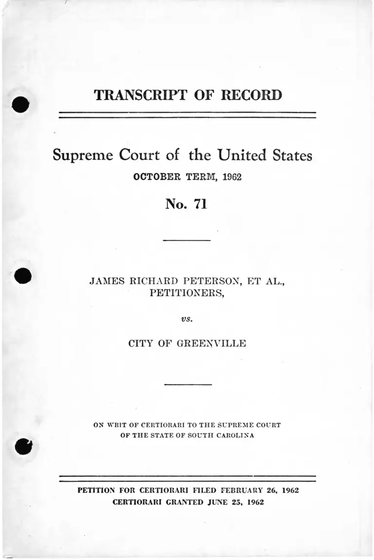 Peterson v. City of Greenville Transcript of Record preview