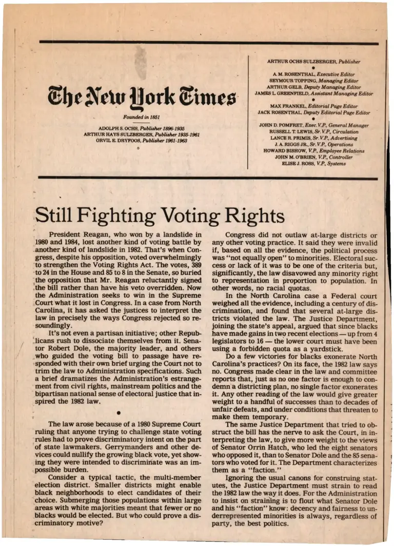 Still Fighting for Voting Rights (The New York Times) preview