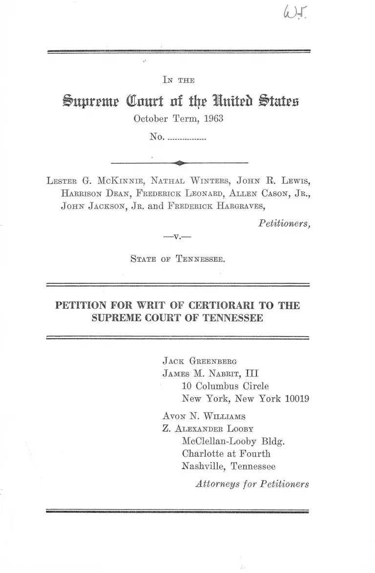 McKinnie v. Tennessee Petition for Writ of Certiorari preview
