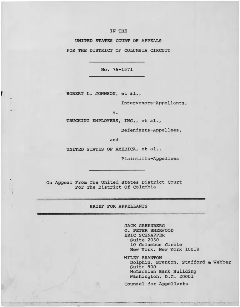 Johnson v Trucking Employers, Inc. Brief for Appellants preview