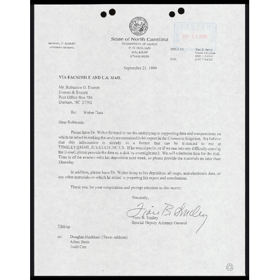 Letter to Everett from Smiley RE: Dr. Weber Data preview