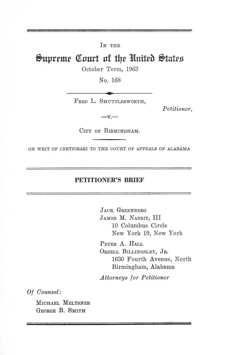 Shuttlesworth v Birmingham AL Petitioner Brief preview