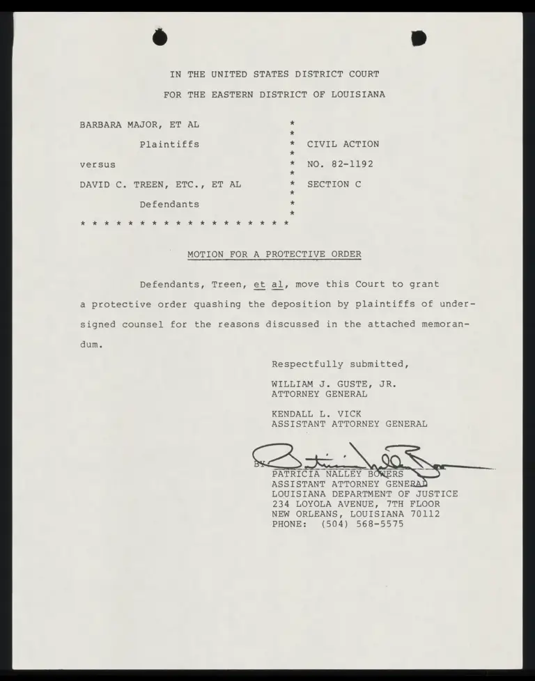 Motion for a Protective Order; Protective Order preview