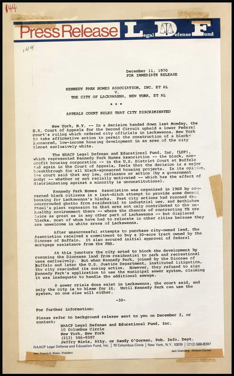 Kennedy Park Homes Association Inc. et al. v. The City of Lackawanna, New York, et al. - Appeals Court Rules that City Discriminated preview
