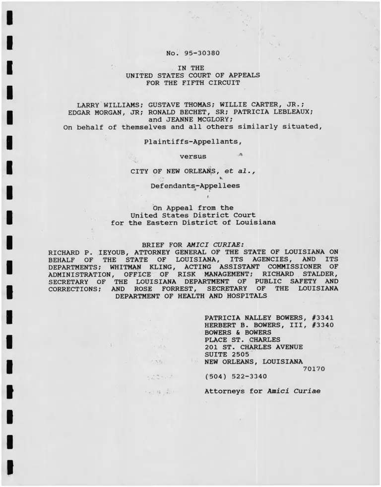 Williams v. City of New Orleans Brief for Amici Curiae preview