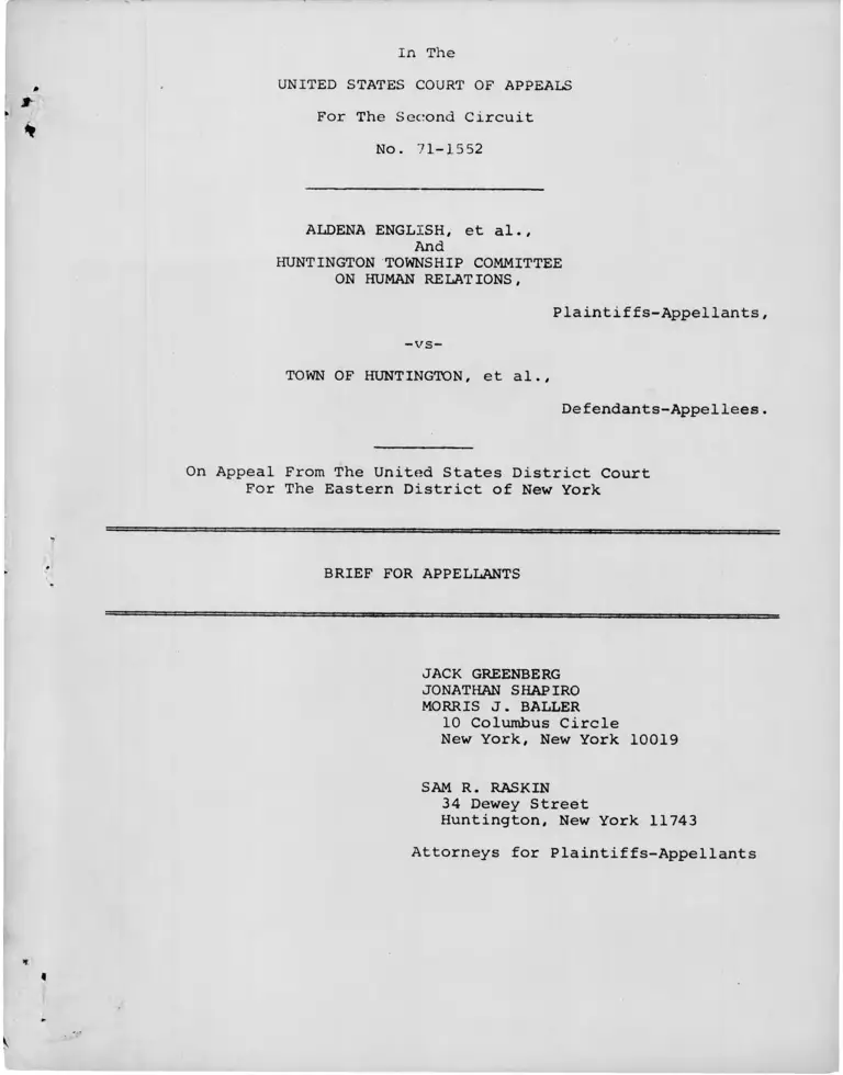 English v. Town of Huntington Brief for Appellants preview
