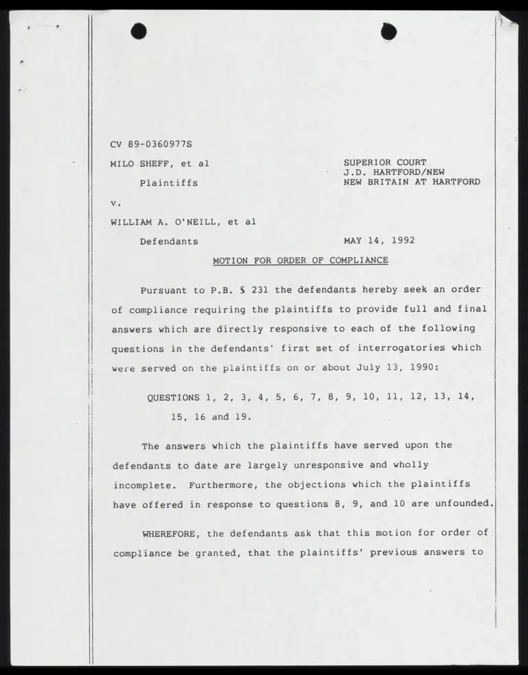 Motion for Order of Compliance preview