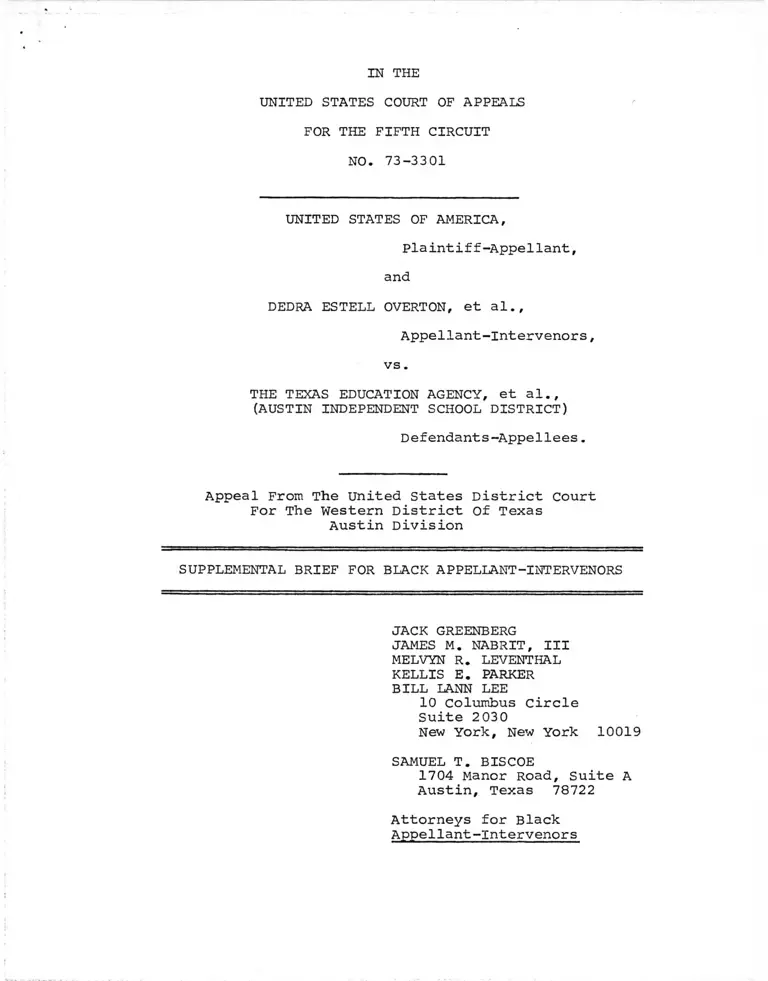 United States v. Texas Education Agency (Austin Independent School District) Supplemental Brief for Appellant-Intervenors preview