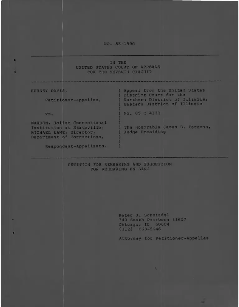 Davis v. Warden Petition for Rehearing and Suggestion Rehearing En Banc preview