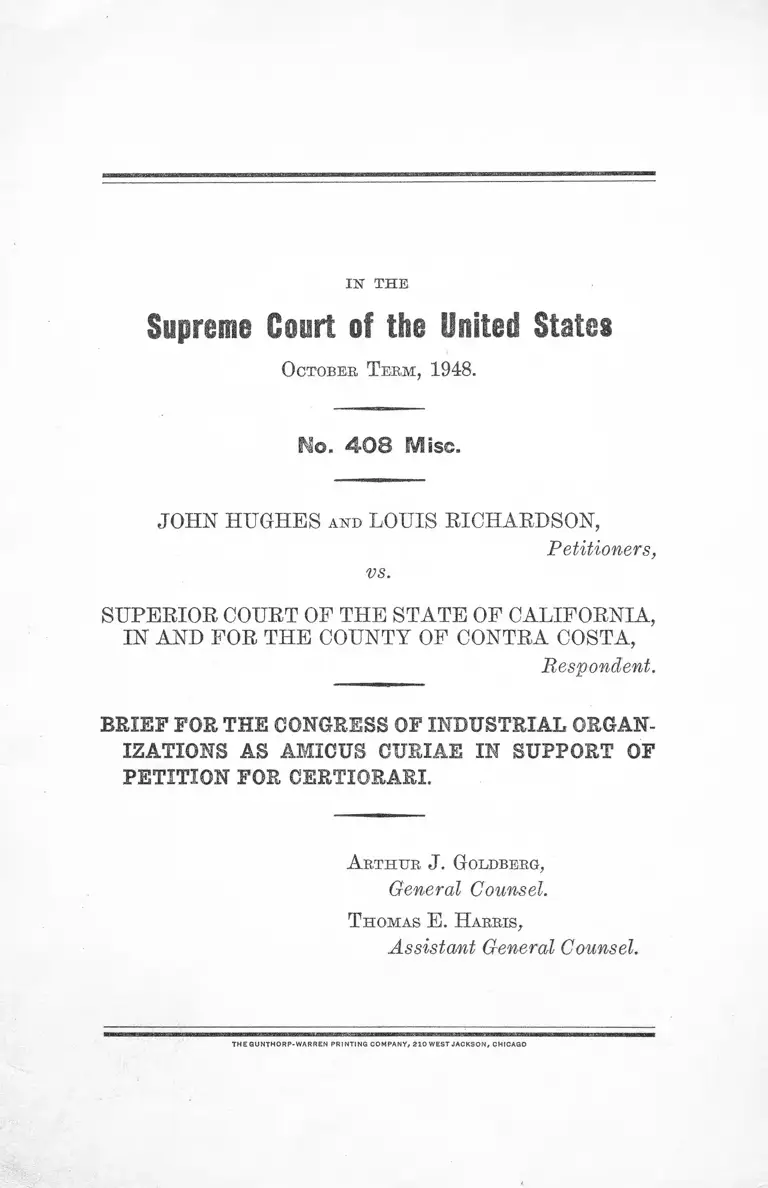 Hughes v. Superior Court of California in Contra Costa County Brief Amicus Curiae in Support of Petition for Certiorari preview