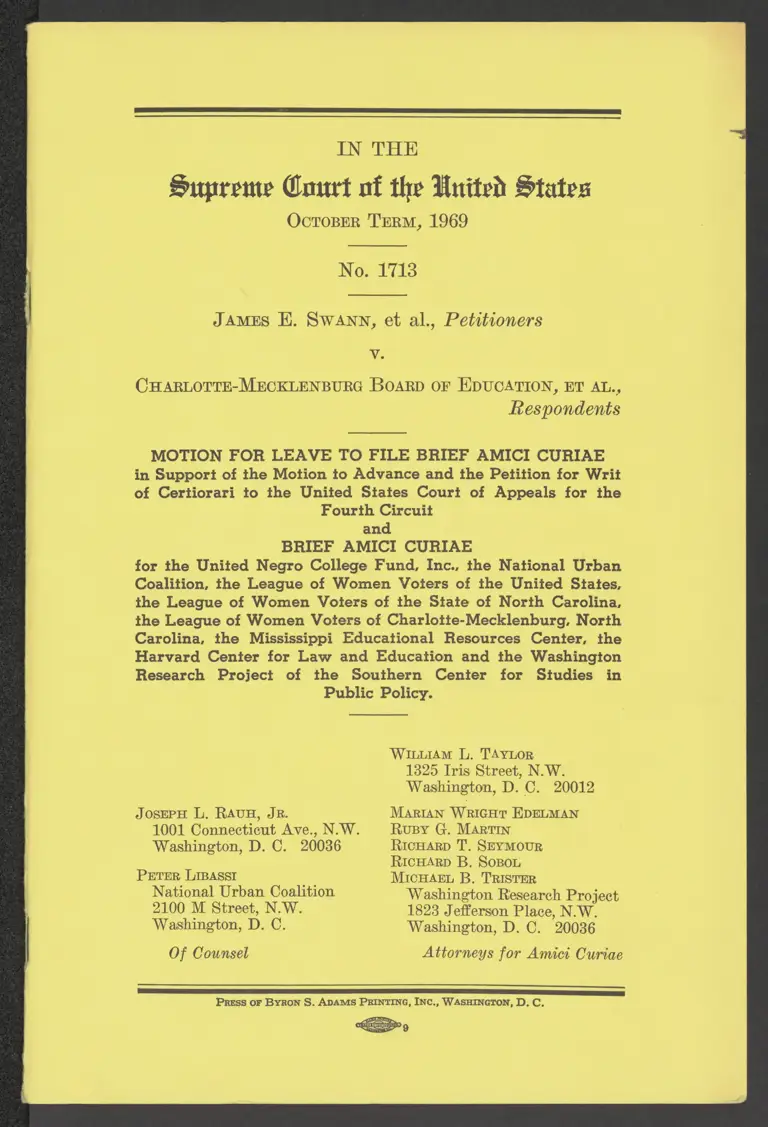 Motion for Leave to File and Brief Amici Curae for the United Negro College Fund, Inc. et al. preview