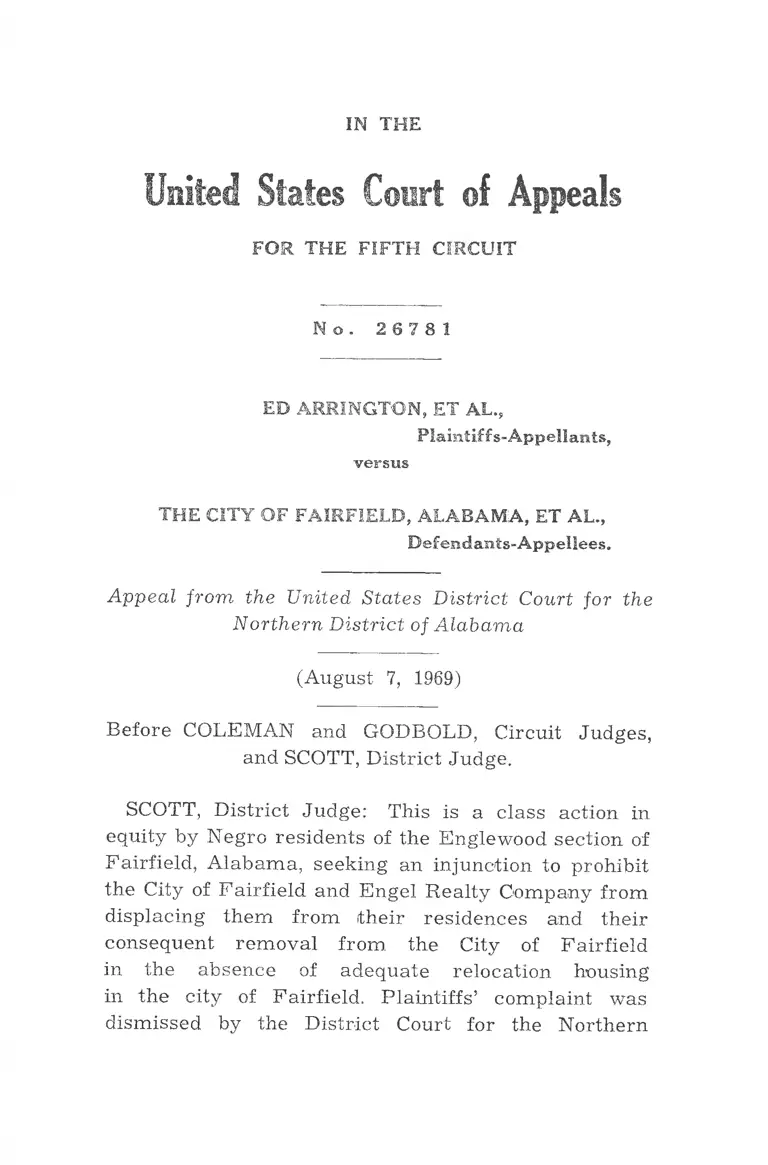 Arrington v. The City of Fairfield, AL Court Opinion preview