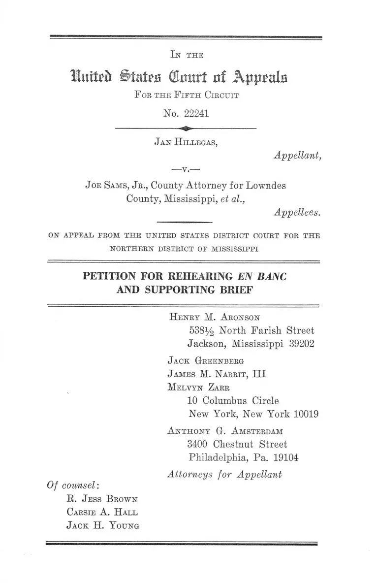 Hillegas v. Sams Petition for Rehearing En Banc and Supporting Brief preview