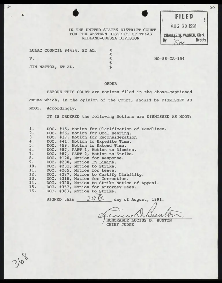 Order to Dismiss Motions preview