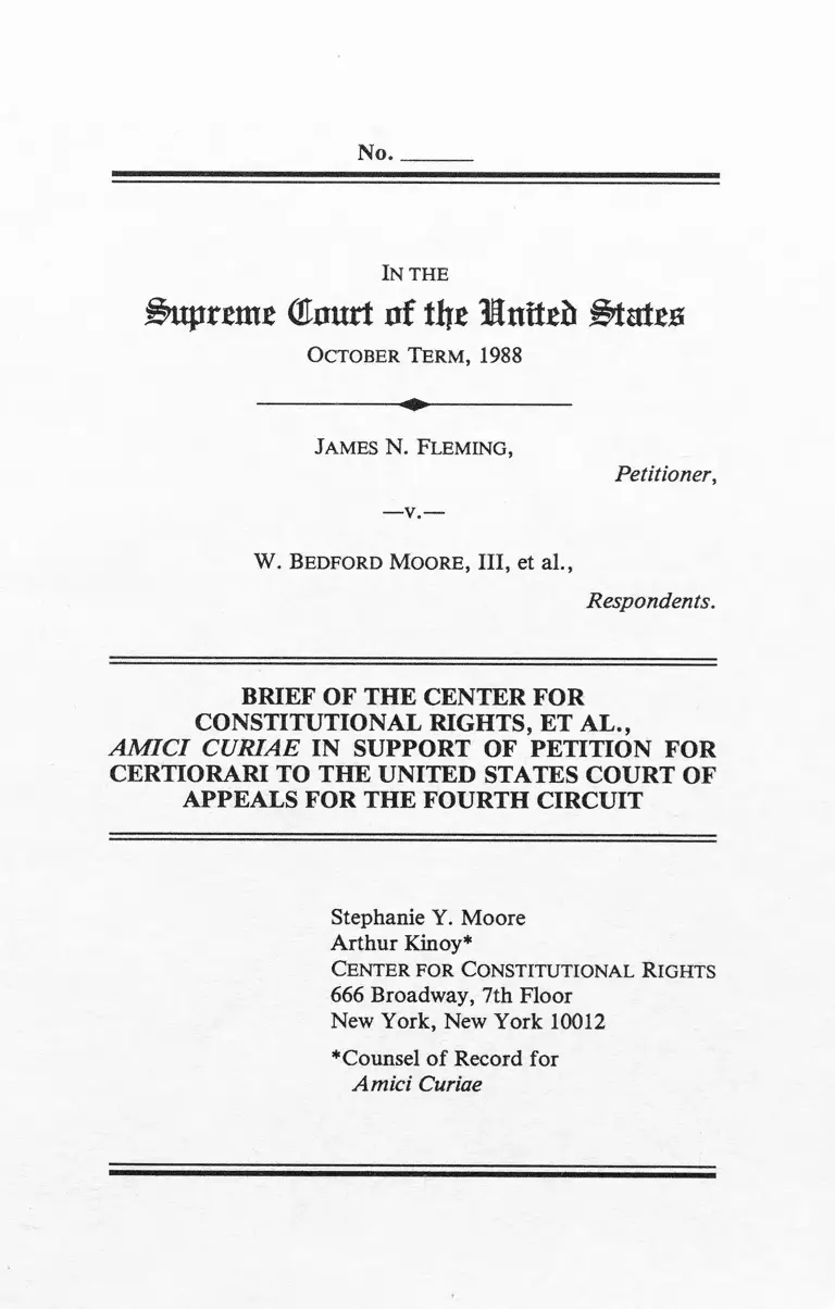 Fleming v. Moore Brief Amici Curiae in Support of Petition for Certiorari to the US Court of Appeals for the Fourth Circuit preview