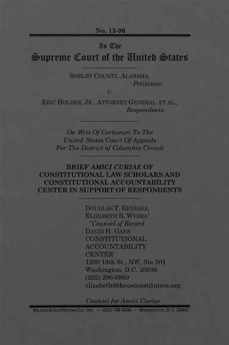 Shelby County v. Holder Brief Amici Curiae preview