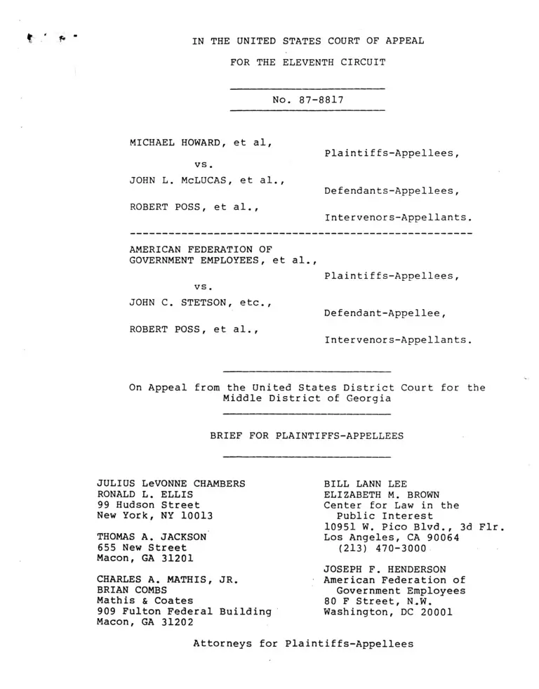 Howard v. McLucas Brief for Plaintiffs-Appellees preview